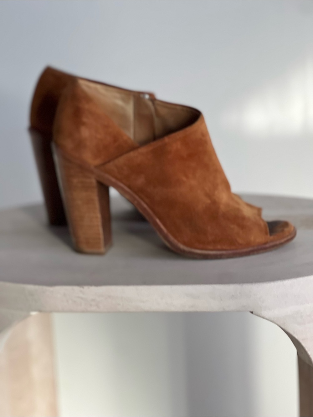 rag & bone Brown Suede Open-Toe Block Heel Mule